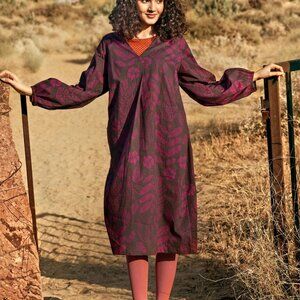 Woven “Seaweed” dress in organic cotton - Dark Aubergine - New